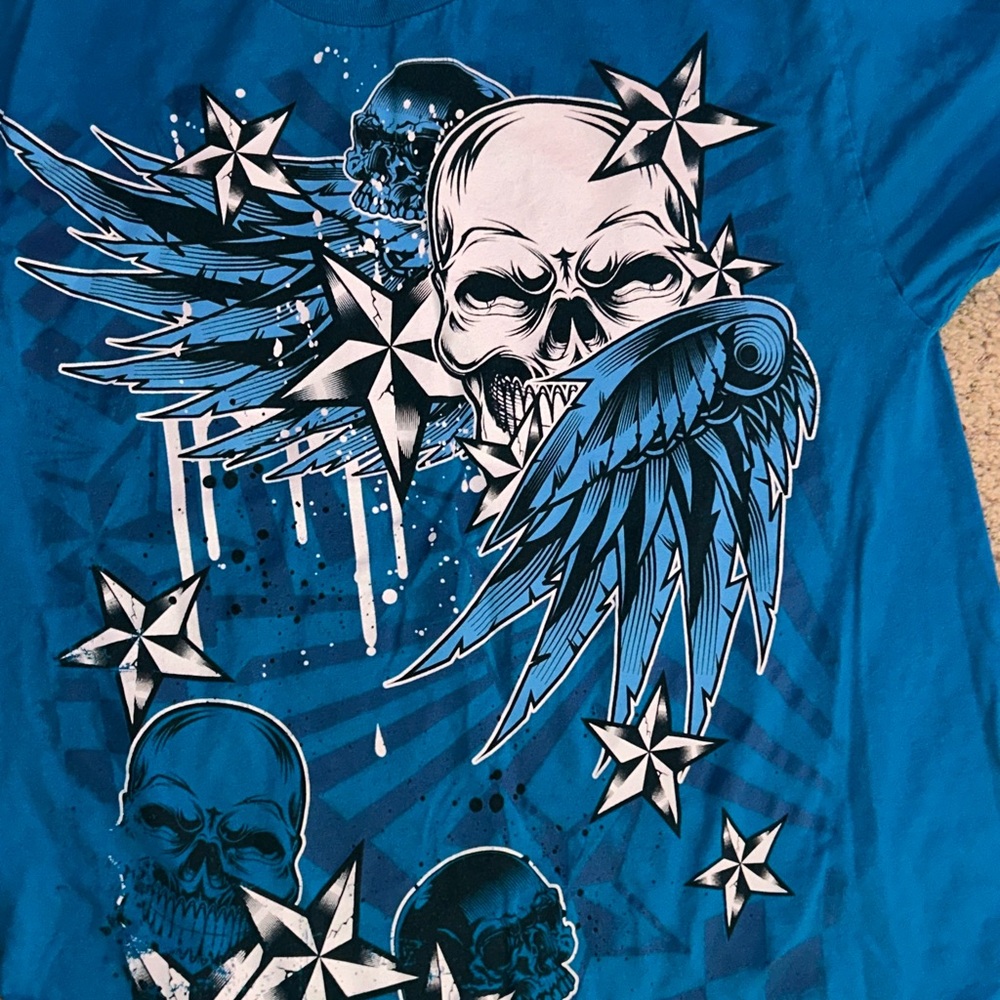 Blue Graphic Skull Men's Shirt
